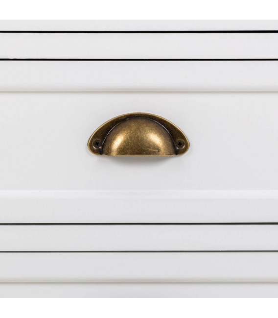 MESITA DE NOCHE 3 CAJONES MADERA LACADA EN BLANCO Y NATURAL