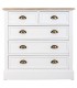 COMODA 5 CAJONES ESTILO RUSTICO MADERA NATURAL Y BLANCO