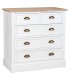COMODA 5 CAJONES ESTILO RUSTICO MADERA NATURAL Y BLANCO