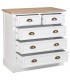 COMODA 5 CAJONES ESTILO RUSTICO MADERA NATURAL Y BLANCO