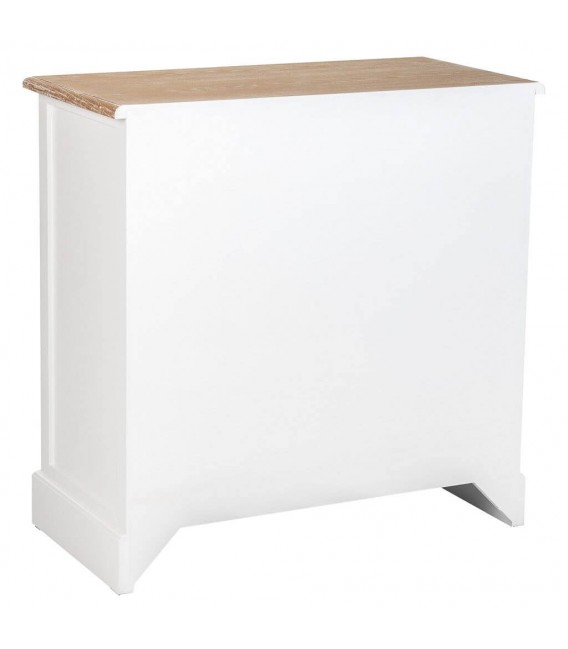 COMODA 5 CAJONES ESTILO RUSTICO MADERA NATURAL Y BLANCO