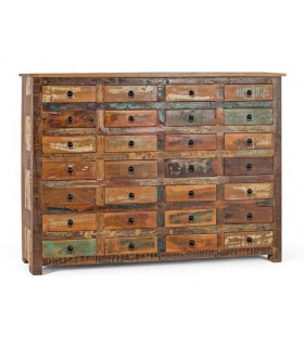 COMODA 28 CAJONES MADERA RECICLADA DECAPADA MULTICOLOR
