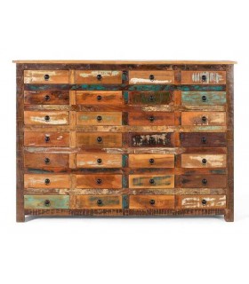 COMODA 28 CAJONES MADERA RECICLADA DECAPADA MULTICOLOR