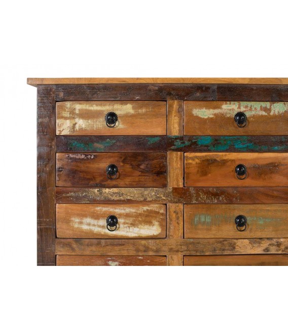 COMODA 28 CAJONES MADERA RECICLADA DECAPADA MULTICOLOR