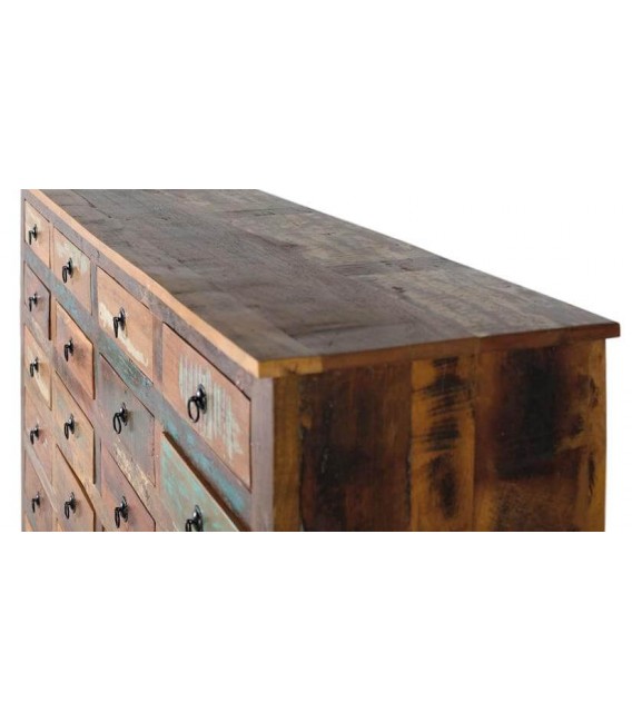 COMODA 28 CAJONES MADERA RECICLADA DECAPADA MULTICOLOR