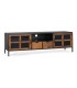 MUEBLE DE TV GRANDE ESTILO INDUSTRIAL  MADERA MANGO METAL NEGRO