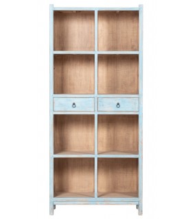 ESTANTERIA ESTILO ORIENTAL MADERA PINO DECAPADA EN AZUL