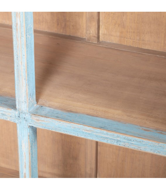 ESTANTERIA ESTILO ORIENTAL MADERA PINO DECAPADA EN AZUL