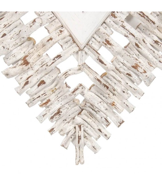 ESPEJO FORMA DE ROMBO MADERA DE TECA DECAPADA EN BLANCO MDMHOGAR