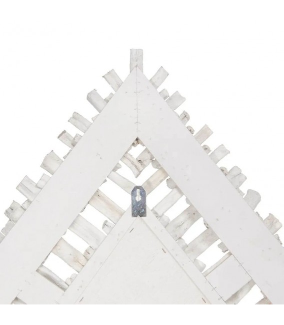 ESPEJO FORMA DE ROMBO MADERA DE TECA DECAPADA EN BLANCO MDMHOGAR