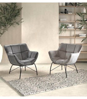 BUTACA COMODA TELA COLOR TOPO METAL NEGRO