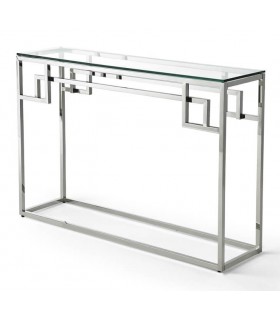 CONSOLA DE ENTRADA ACERO INOXIDABLE CROMADO Y CRISTAL TEMPLADO