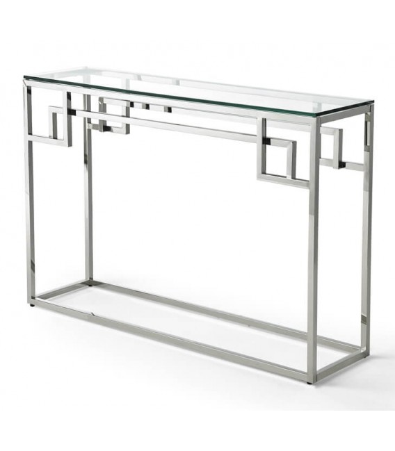 CONSOLA DE ENTRADA ACERO INOXIDABLE CROMADO Y CRISTAL TEMPLADO
