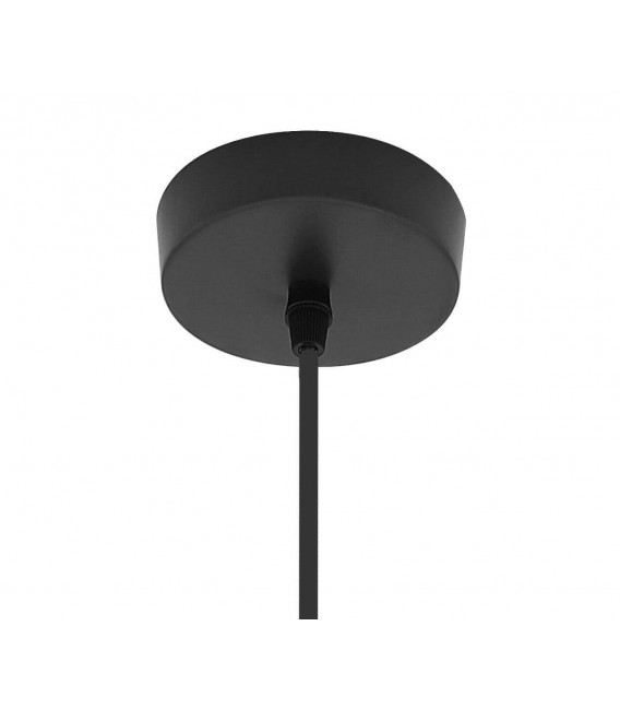 LAMPARA DE TECHO CAMPANA METAL NEGRO RATAN NATURAL