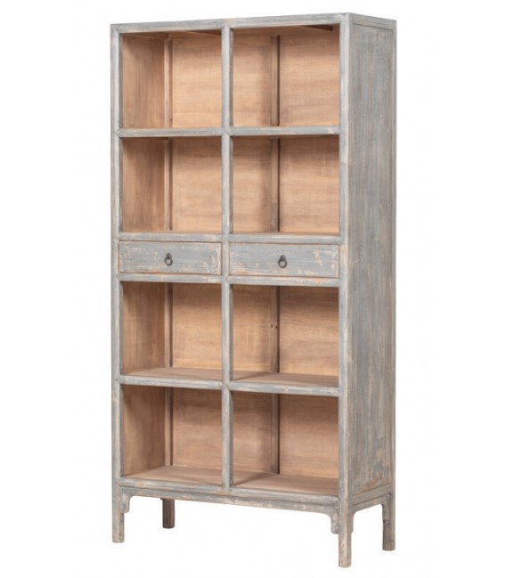 ESTANTERIA 110 X 44 X 215 CHANIE MADERA PINO DECAPADA EN GRIS