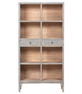 ESTANTERIA ESTILO ORIENTAL MADERA PINO DECAPADA EN GRIS