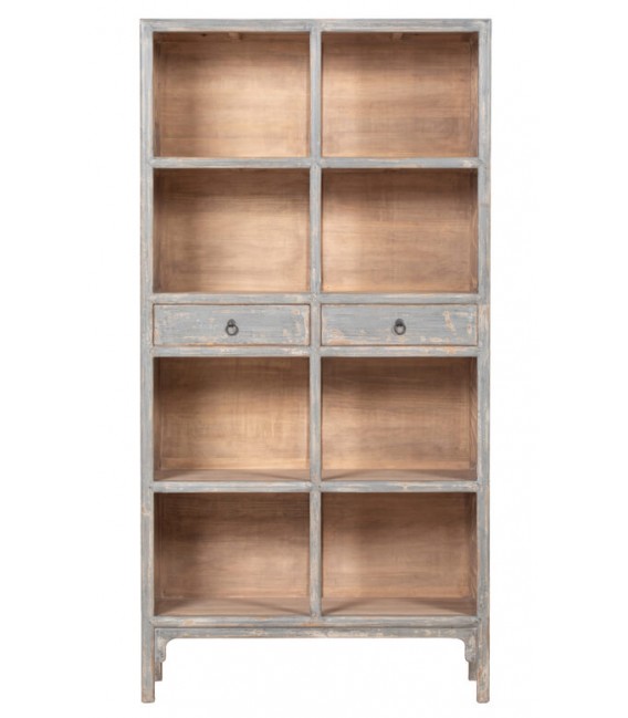 ESTANTERIA ESTILO ORIENTAL MADERA PINO DECAPADA EN GRIS