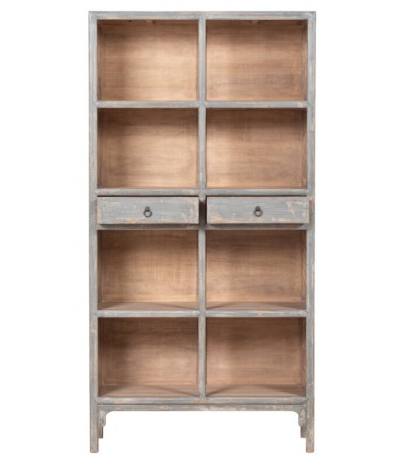 ESTANTERIA ESTILO ORIENTAL MADERA PINO DECAPADA EN GRIS