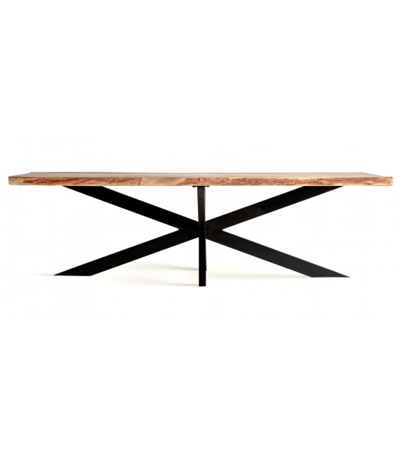 MESA DE COMEDOR MUY GRANDE VIBORG MADERA ACACIA METAL NEGRO
