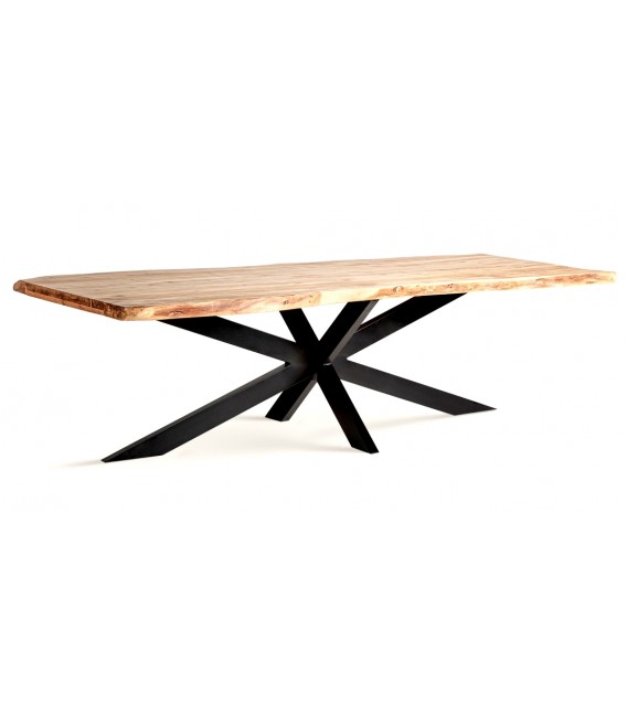 MESA DE COMEDOR MUY GRANDE VIBORG MADERA ACACIA METAL NEGRO