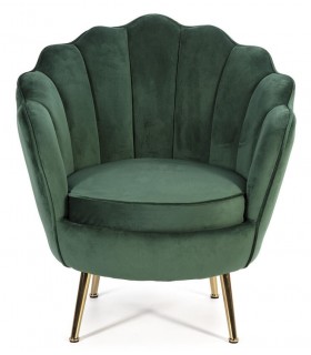 BUTACA COMODA ESTILO ART DECO TELA VERDE METAL DORADO