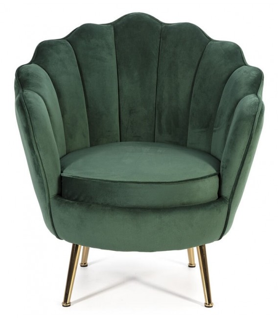 BUTACA COMODA ESTILO ART DECO TELA VERDE METAL DORADO