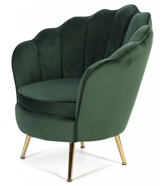 BUTACA COMODA ESTILO ART DECO TELA VERDE METAL DORADO