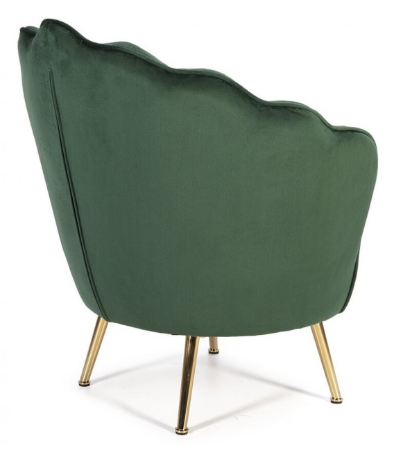 BUTACA COMODA ESTILO ART DECO TELA VERDE METAL DORADO