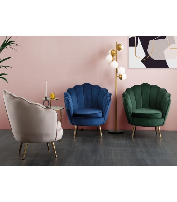 BUTACA COMODA ESTILO ART DECO TELA VERDE METAL DORADO