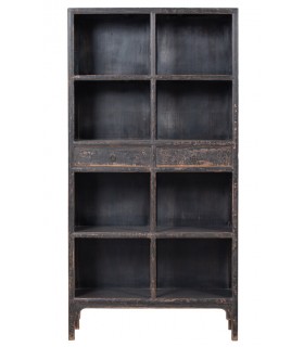 LIBRERIA ESTANTERIA MADERA PINO DECAPADA EN NEGRO MDMHOGAR