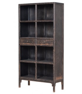 LIBRERIA ESTANTERIA MADERA PINO DECAPADA EN NEGRO MDMHOGAR