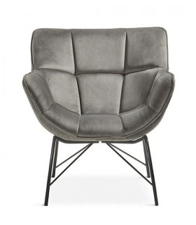 BUTACA COMODA ESTILO INDUSTRIAL TELA COLOR GRIS METAL NEGRO