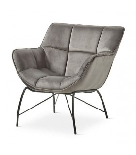 BUTACA COMODA ESTILO INDUSTRIAL TELA COLOR GRIS METAL NEGRO