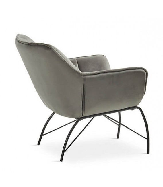 BUTACA COMODA ESTILO INDUSTRIAL TELA COLOR GRIS METAL NEGRO