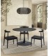 MESA DE COMEDOR REDONDA METAL Y ROBLE TEÑIDO NEGRO MDMHOGAR