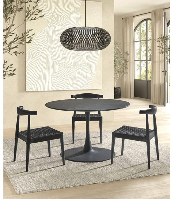 SILLA COMODA MADERA Y CUERDA COLOR NEGRO