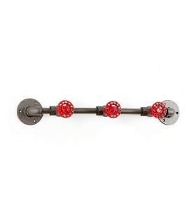 PERCHERO DE PARED TUBERIA METAL GRIS Y ROJO MDMHOGAR