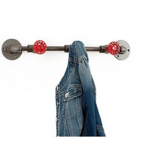 PERCHERO DE PARED TUBERIA METAL GRIS Y ROJO MDMHOGAR