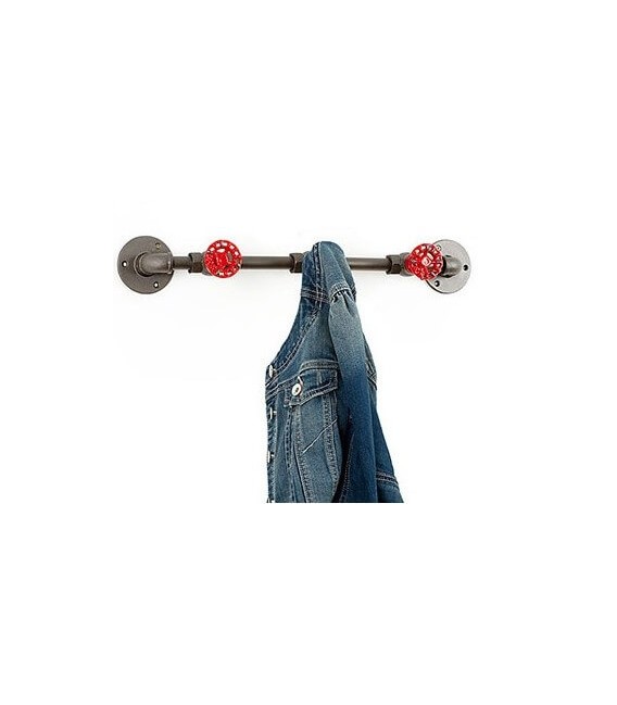 PERCHERO DE PARED TUBERIA METAL GRIS Y ROJO MDMHOGAR