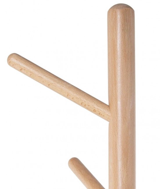 PERCHERO DE PIE 6 COLGADORES METAL Y MARMOL BLANCO MADERA NATURAL