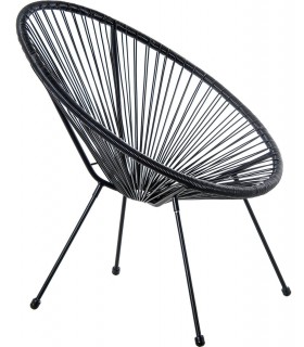 SILLON EXTERIOR 80 X 71 X 83 PALULA ACERO Y RATAN SINTETICO NEGRO