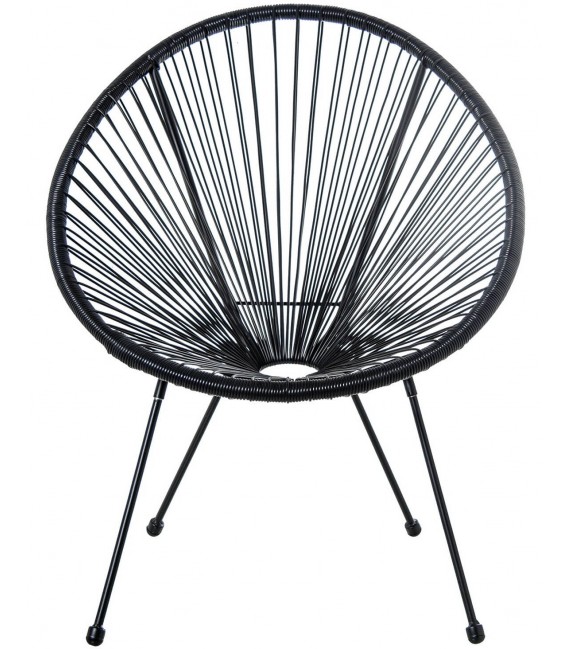 SILLON EXTERIOR 80 X 71 X 83 PALULA ACERO Y RATAN SINTETICO NEGRO