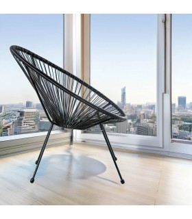 SILLON EXTERIOR 80 X 71 X 83 PALULA ACERO Y RATAN SINTETICO NEGRO