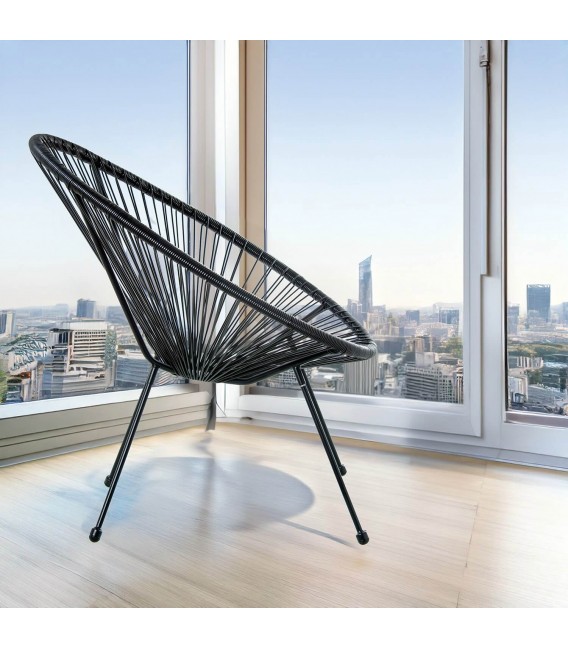 SILLON EXTERIOR 80 X 71 X 83 PALULA ACERO Y RATAN SINTETICO NEGRO