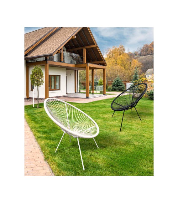 SILLON EXTERIOR 80 X 71 X 83 PALULA ACERO Y RATAN SINTETICO NEGRO