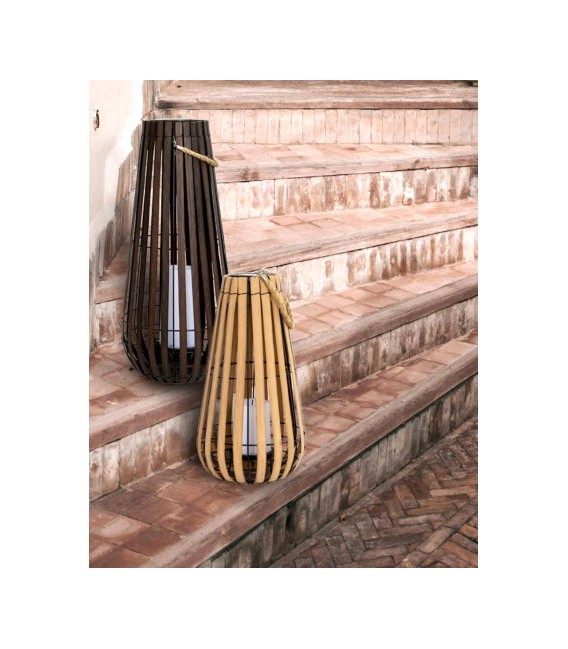 LAMPARA DE PIE SOLAR LED INTEGRADO PP IMITACION NOGAL