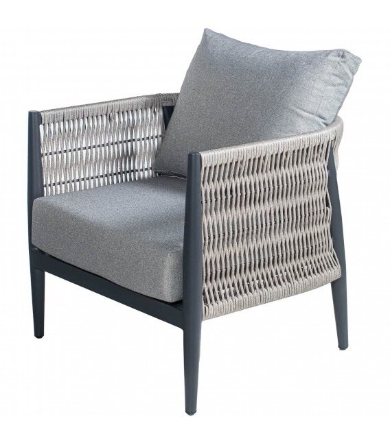 SET EXTERIOR SOFA 2 SILLONES Y MESA DE CENTRO ALUMINIO Y MIMBRE