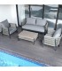 SET EXTERIOR SOFA 2 SILLONES Y MESA DE CENTRO ALUMINIO Y MIMBRE