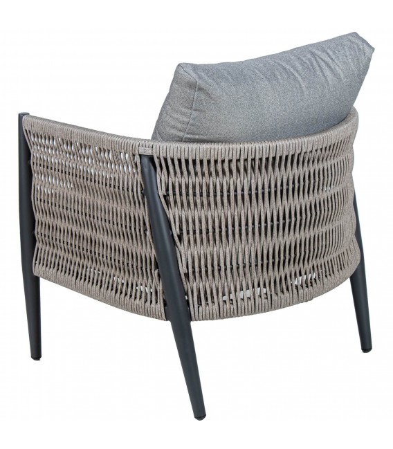 SET EXTERIOR SOFA 2 SILLONES Y MESA DE CENTRO ALUMINIO Y MIMBRE