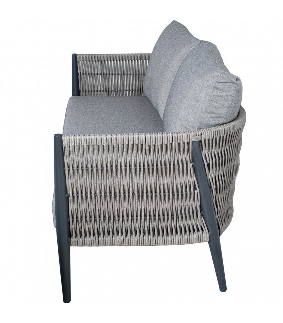 SET EXTERIOR SOFA 2 SILLONES Y MESA DE CENTRO ALUMINIO Y MIMBRE